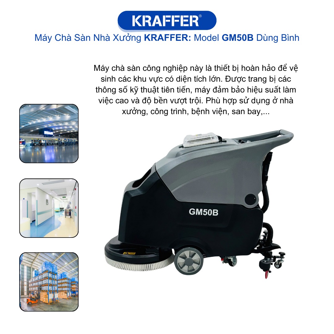 Máy chà sàn liên hợp Kraffer GM50B (dùng bình acquy) - Ảnh 13